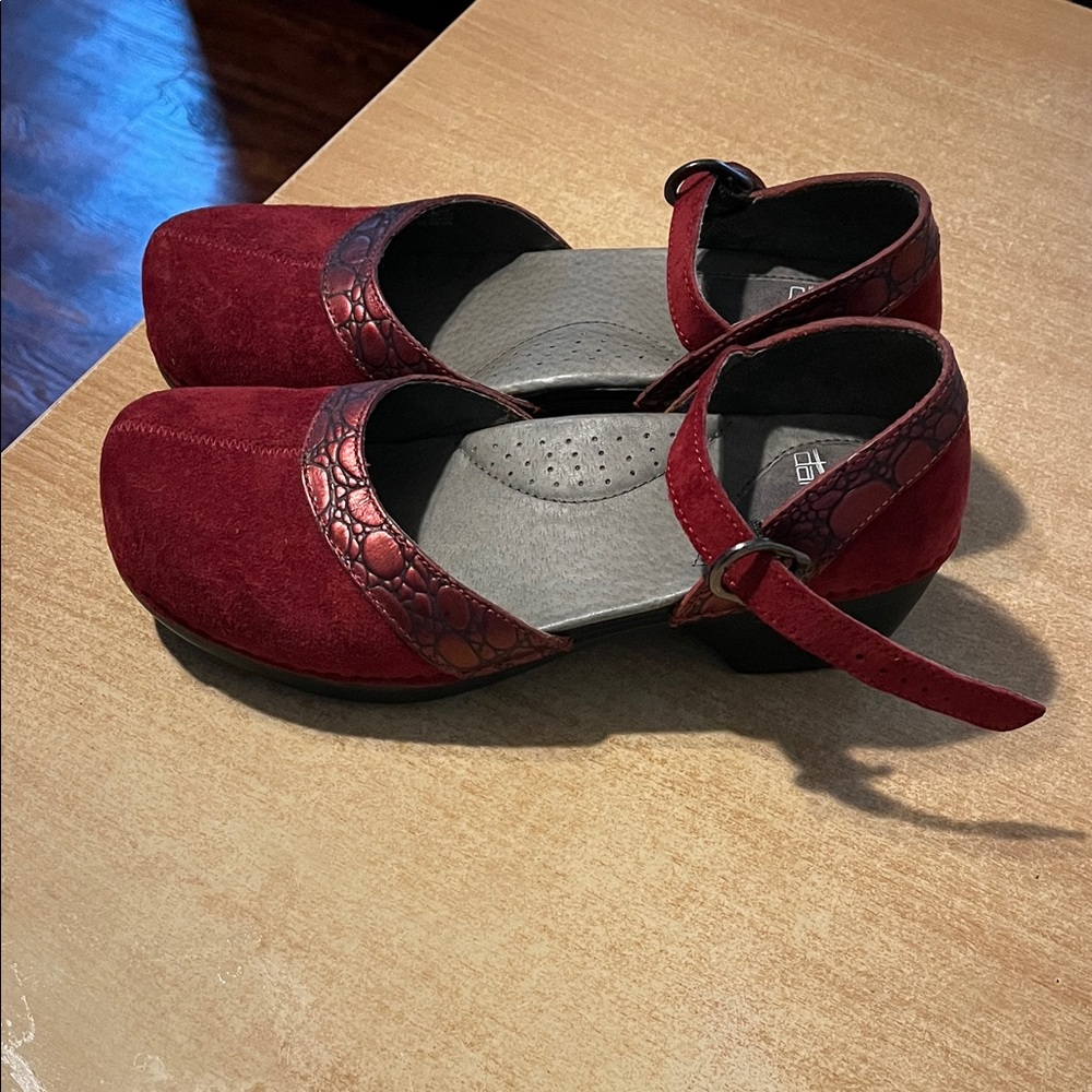 Dansko Red Suede Mary Jane Shoes
